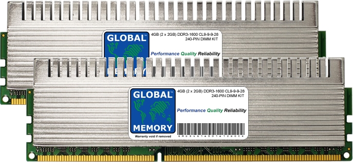 4GB (2 x 2GB) DDR3 1600MHz PC3-12800 240-PIN OVERCLOCK DIMM MEMORY RAM KIT FOR DELL DESKTOPS